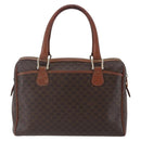 CELINE Macadam Canvas Boston Bag PVC Leather Brown Gold Auth 147995-2