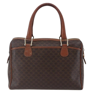 CELINE Macadam Canvas Boston Bag PVC Leather Brown Gold Auth 147995 - 0