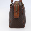 CELINE Macadam Canvas Boston Bag PVC Leather Brown Gold Auth 147995-3