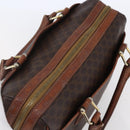 CELINE Macadam Canvas Boston Bag PVC Leather Brown Gold Auth 147995-6