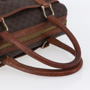 CELINE Macadam Canvas Boston Bag PVC Leather Brown Gold Auth 147995-7