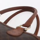 CELINE Macadam Canvas Boston Bag PVC Leather Brown Gold Auth 147995-8