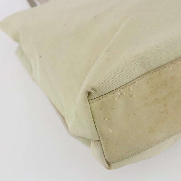 PRADA Tote Bag Nylon Ivory Gold Auth 147996