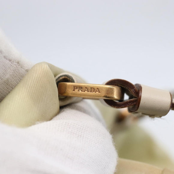 PRADA Tote Bag Nylon Ivory Gold Auth 147996