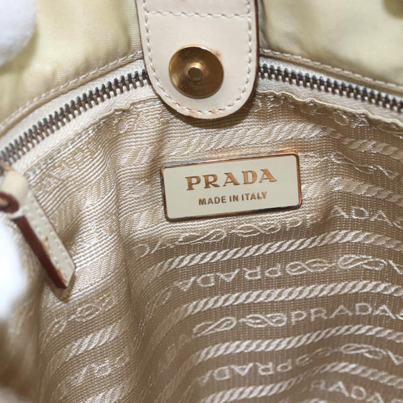 PRADA Tote Bag Nylon Ivory Gold Auth 147996