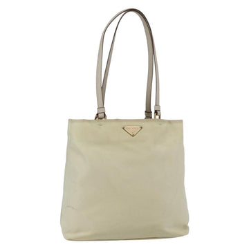PRADA Tote Bag Nylon Ivory Gold Auth 147996