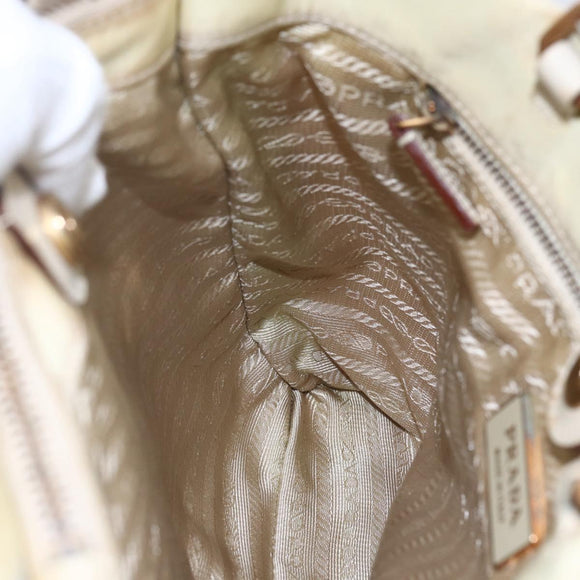 PRADA Tote Bag Nylon Ivory Gold Auth 147996