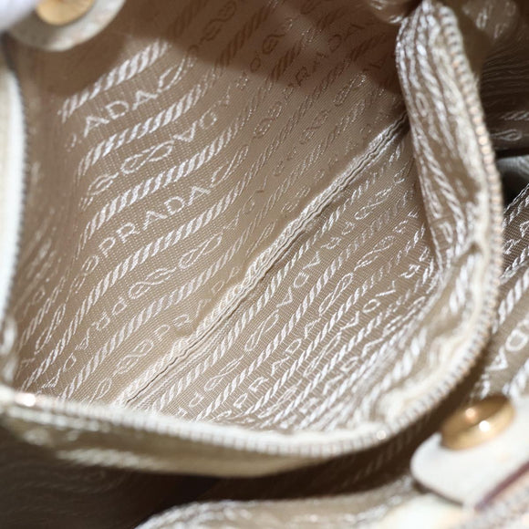 PRADA Tote Bag Nylon Ivory Gold Auth 147996
