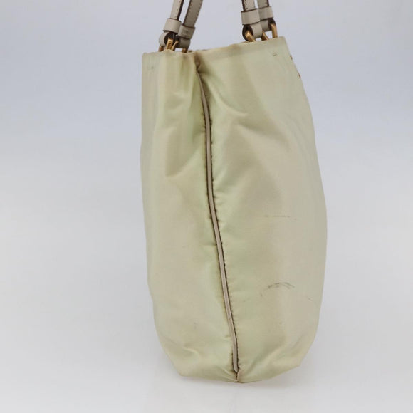 PRADA Tote Bag Nylon Ivory Gold Auth 147996