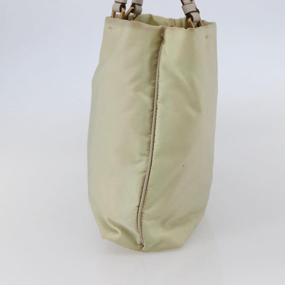 PRADA Tote Bag Nylon Ivory Gold Auth 147996