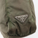 PRADA Tote Bag Nylon Khaki Silver Auth 147997-17