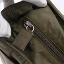PRADA Tote Bag Nylon Khaki Silver Auth 147997-10