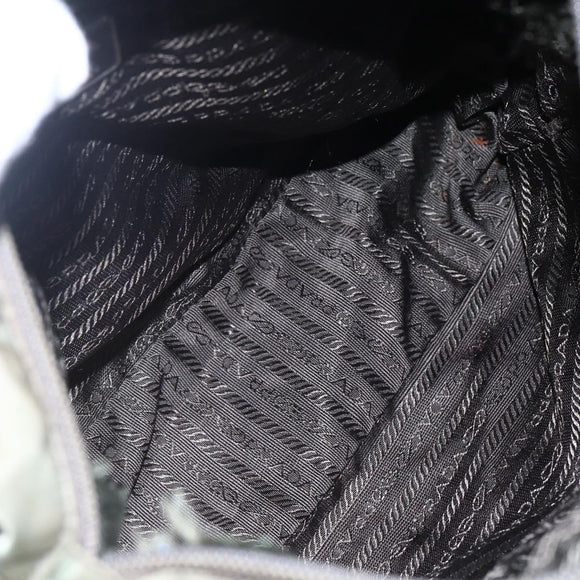 PRADA Tote Bag Nylon Khaki Silver Auth 147997