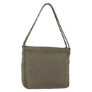 PRADA Tote Bag Nylon Khaki Silver Auth 147997-1