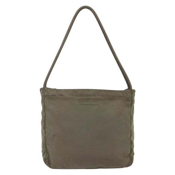 PRADA Tote Bag Nylon Khaki Silver Auth 147997