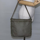PRADA Tote Bag Nylon Khaki Silver Auth 147997-23