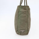 PRADA Tote Bag Nylon Khaki Silver Auth 147997-3