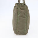 PRADA Tote Bag Nylon Khaki Silver Auth 147997-4