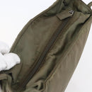 PRADA Tote Bag Nylon Khaki Silver Auth 147997-6