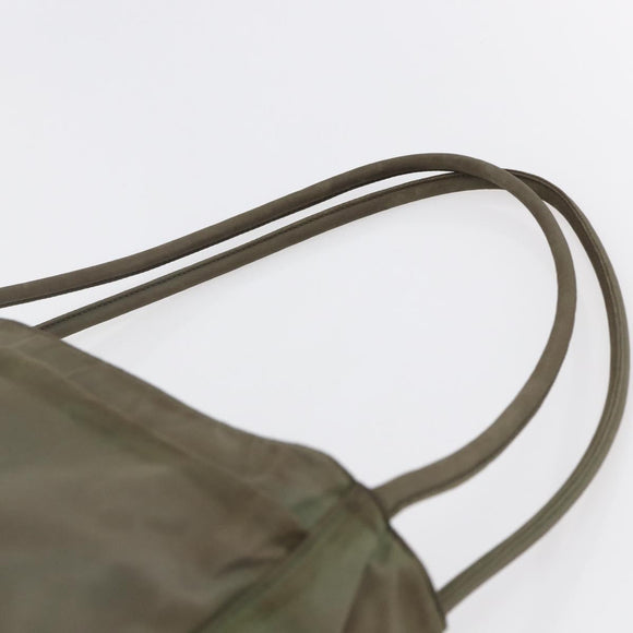 PRADA Tote Bag Nylon Khaki Silver Auth 147997