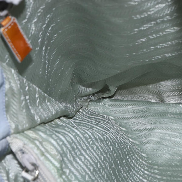 PRADA Tote Bag Nylon Light Blue Silver Auth 147999