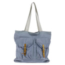 PRADA Tote Bag Nylon Light Blue Silver Auth 147999-13