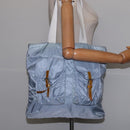 PRADA Tote Bag Nylon Light Blue Silver Auth 147999-22