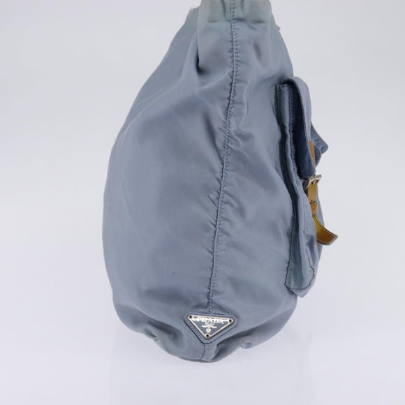 PRADA Tote Bag Nylon Light Blue Silver Auth 147999