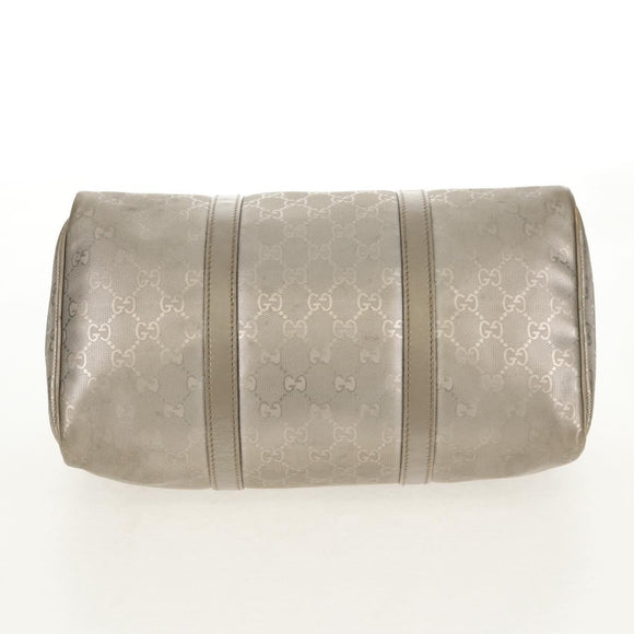 GUCCI GG Implementation Boston Bag PVC 2way Silver 203696 Auth 148000