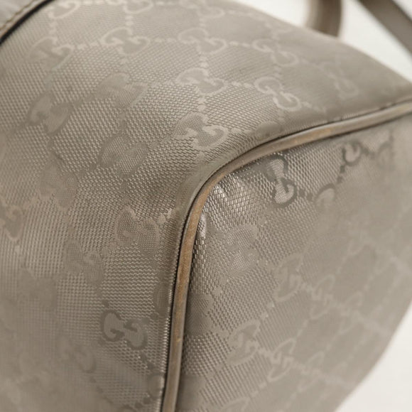 GUCCI GG Implementation Boston Bag PVC 2way Silver 203696 Auth 148000