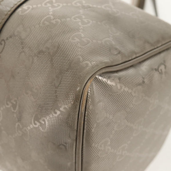 GUCCI GG Implementation Boston Bag PVC 2way Silver 203696 Auth 148000