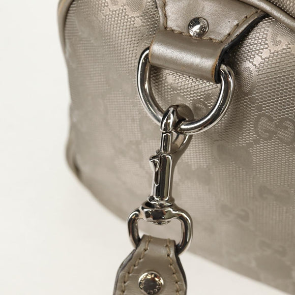 GUCCI GG Implementation Boston Bag PVC 2way Silver 203696 Auth 148000