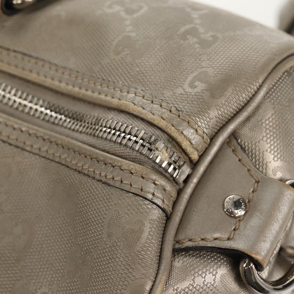 GUCCI GG Implementation Boston Bag PVC 2way Silver 203696 Auth 148000