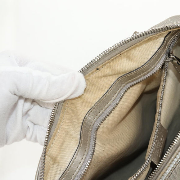 GUCCI GG Implementation Boston Bag PVC 2way Silver 203696 Auth 148000