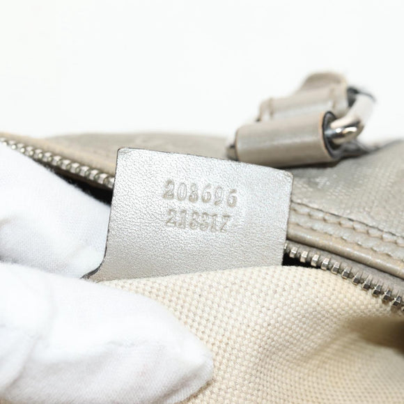 GUCCI GG Implementation Boston Bag PVC 2way Silver 203696 Auth 148000