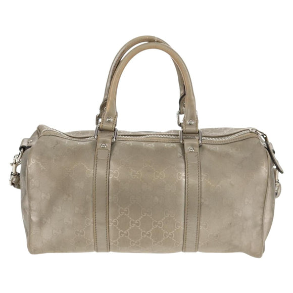 GUCCI GG Implementation Boston Bag PVC 2way Silver 203696 Auth 148000
