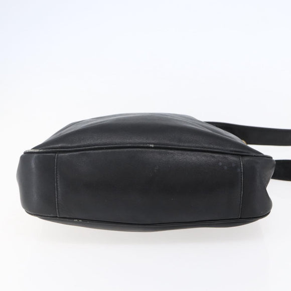 GUCCI Bamboo Shoulder Bag Leather 2way Black Gold 001 3444 1638 Auth 148001