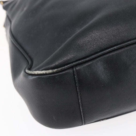 GUCCI Bamboo Shoulder Bag Leather 2way Black Gold 001 3444 1638 Auth 148001