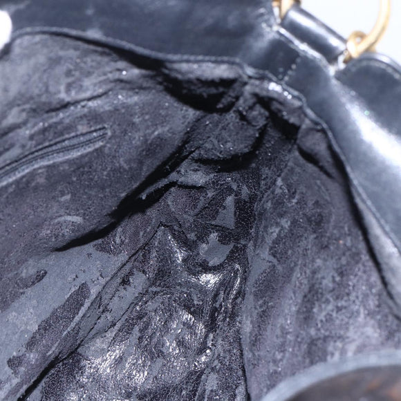 GUCCI Bamboo Shoulder Bag Leather 2way Black Gold 001 3444 1638 Auth 148001