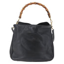 GUCCI Bamboo Shoulder Bag Leather 2way Black Gold 001 3444 1638 Auth 148001-13