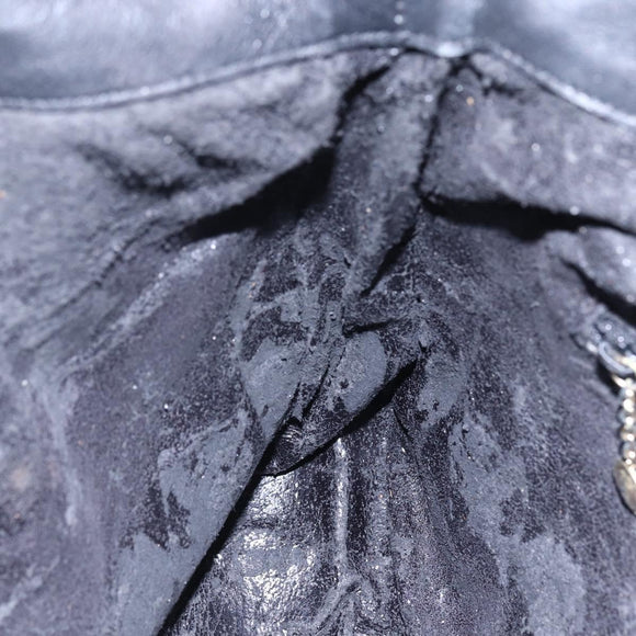 GUCCI Bamboo Shoulder Bag Leather 2way Black Gold 001 3444 1638 Auth 148001