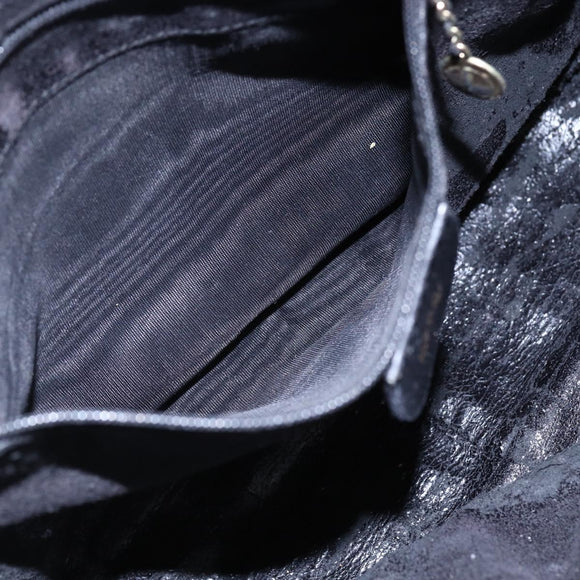 GUCCI Bamboo Shoulder Bag Leather 2way Black Gold 001 3444 1638 Auth 148001