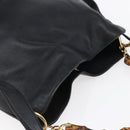 GUCCI Bamboo Shoulder Bag Leather 2way Black Gold 001 3444 1638 Auth 148001-6