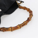 GUCCI Bamboo Shoulder Bag Leather 2way Black Gold 001 3444 1638 Auth 148001-7