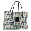 FENDI Zucca Canvas Hand Bag Green Silver Auth 148002-1