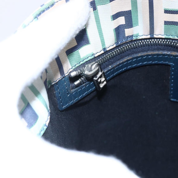 FENDI Zucca Canvas Hand Bag Green Silver Auth 148002