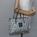 FENDI Zucca Canvas Hand Bag Green Silver Auth 148002-24