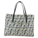 FENDI Zucca Canvas Hand Bag Green Silver Auth 148002-2