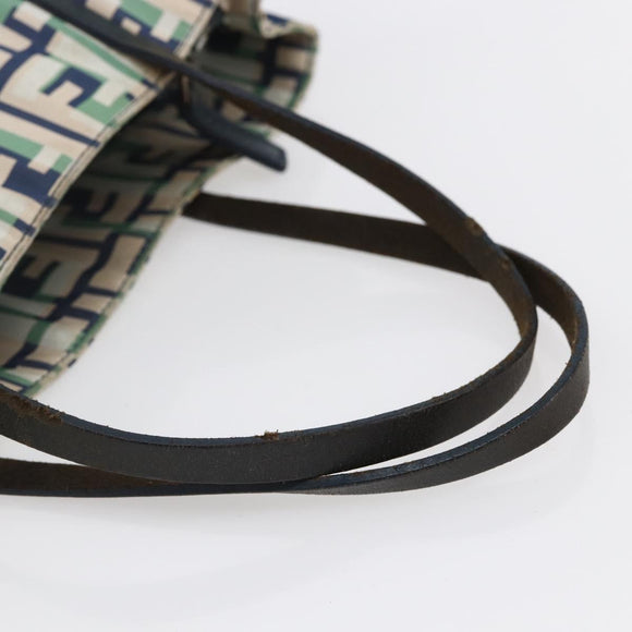 FENDI Zucca Canvas Hand Bag Green Silver Auth 148002