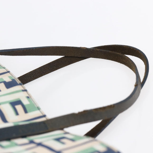 FENDI Zucca Canvas Hand Bag Green Silver Auth 148002